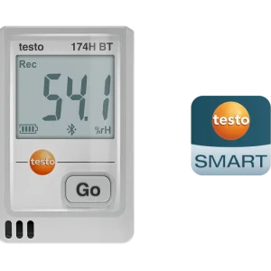 testo 174H BT, Mini data logger testo 174 H BT for temperature and humidity with app connection, 2 channel,