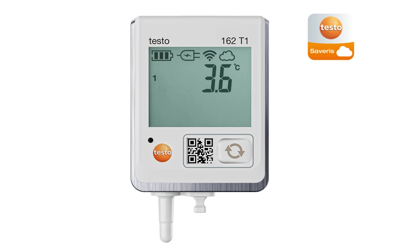 testo 162 T1,Easy-to-use climate logger with display for monitoring temperature with integrated temperature sensor.