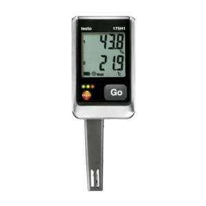 testo 175 H1, 2-channel temperature and humidity data logger with external humidity sensor (NTC/capacitive humidity sensor), incl. wall holder, lock, batteries and calibration protocol