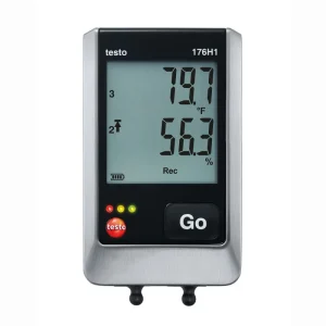 testo 176 H1, 4-channel temperature and humidity data logger with external sensor connections (NTC/capacitive humidity sensor) incl. wall holder, lock, battery and calibration protocol