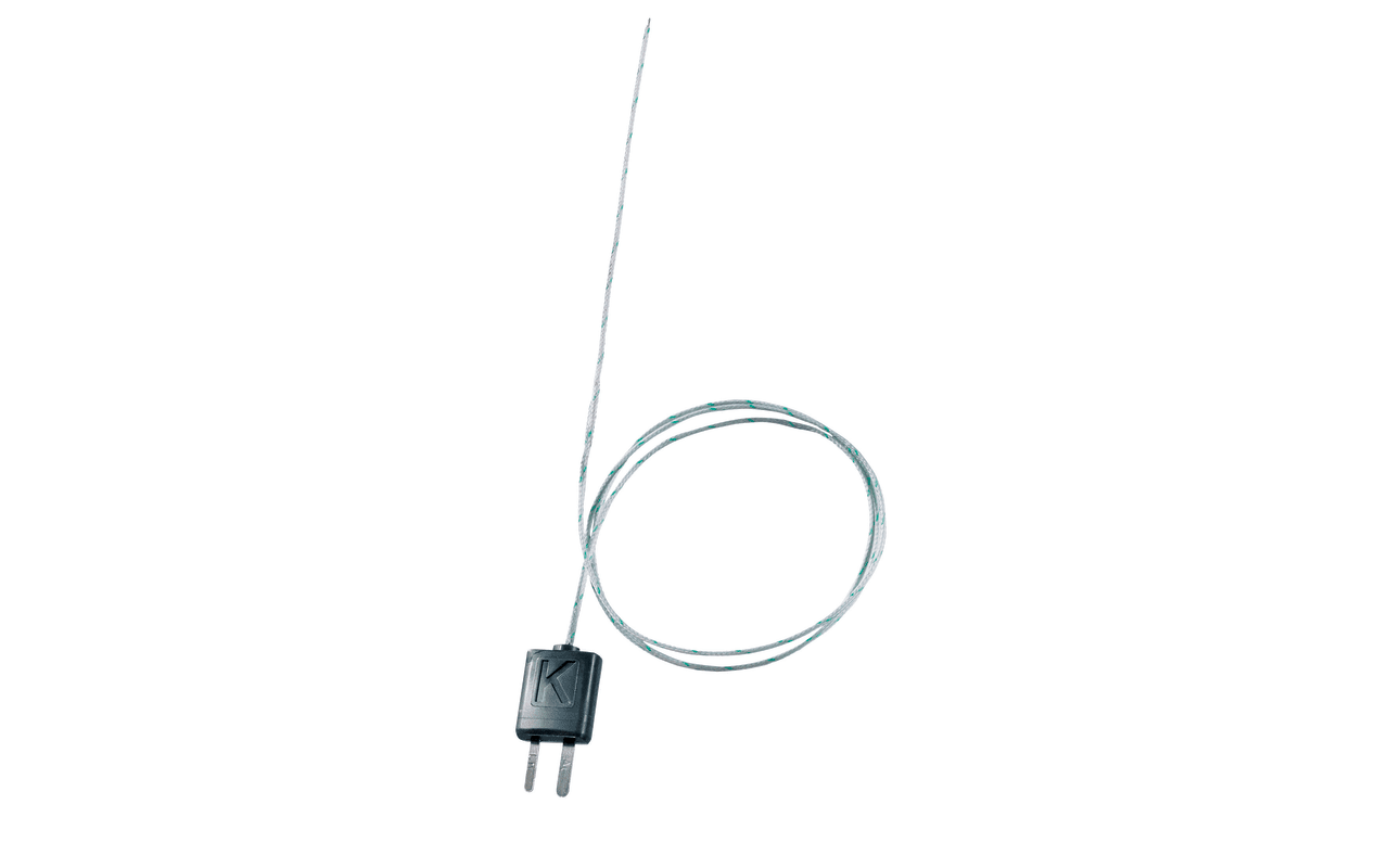 Thermocouple with TC plug, flexible, length 800 mm, fibreglass