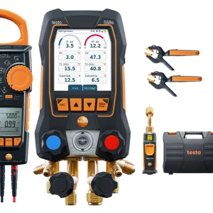 testo 558s Smart Vacuum Kit with clamp meter - Smart digital manifold with clamp meter and wireless temperature and vacuum probes