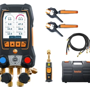 testo 558s Smart Vacuum Kit with filling hoses - Smart digital manifold with wireless temperature and vacuum probes and 4-hose charging set