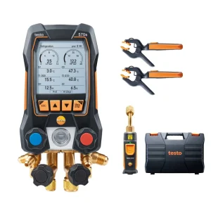 testo 570s Smart Vacuum Kit - Smart digital manifold with wireless vacuum and clamp temperature probes