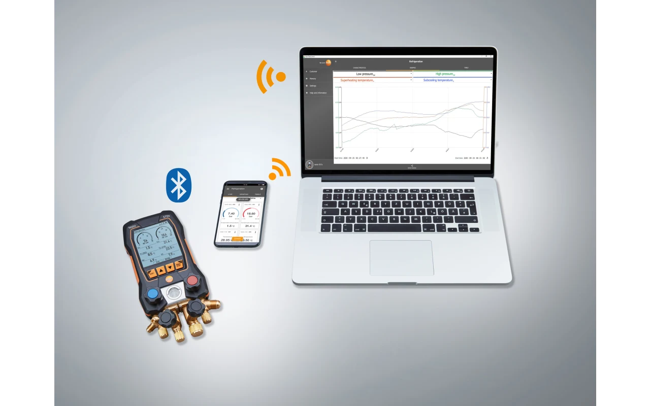 testo 570s Smart Vacuum Kit - Smart digital manifold with wireless vacuum and clamp temperature probes - Image 9