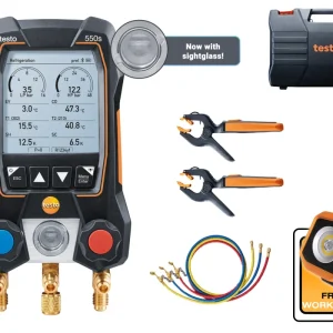 testo 550s Smart Kit with filling hoses - Smart digital manifold with wireless clamp temperature probes and hose filling set with 3 hoses